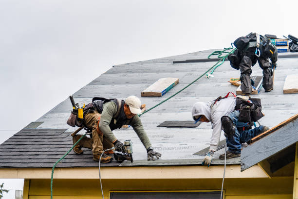 Professional Roofing technician working in New Liberty, IA
